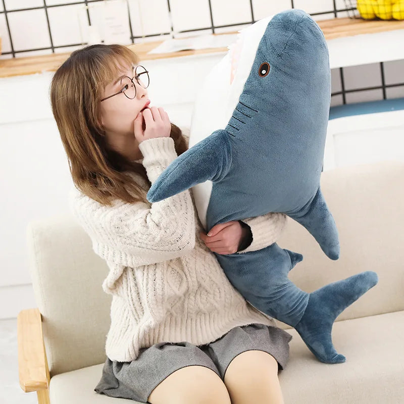 140CM Big Soft Simulation Cute Shark Plush Toys Kawaii Stuffed Kids Children Boys Girls Lovely Animal Pillow for Birthday Gifts