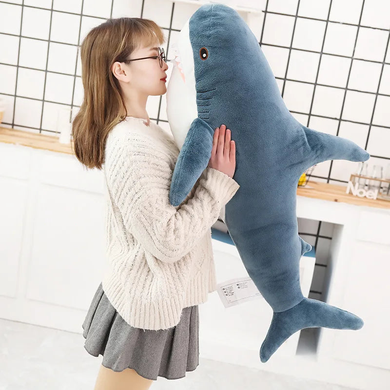 140CM Big Soft Simulation Cute Shark Plush Toys Kawaii Stuffed Kids Children Boys Girls Lovely Animal Pillow for Birthday Gifts