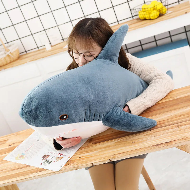 140CM Big Soft Simulation Cute Shark Plush Toys Kawaii Stuffed Kids Children Boys Girls Lovely Animal Pillow for Birthday Gifts