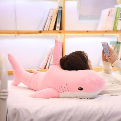 140CM Big Soft Simulation Cute Shark Plush Toys Kawaii Stuffed Kids Children Boys Girls Lovely Animal Pillow for Birthday Gifts