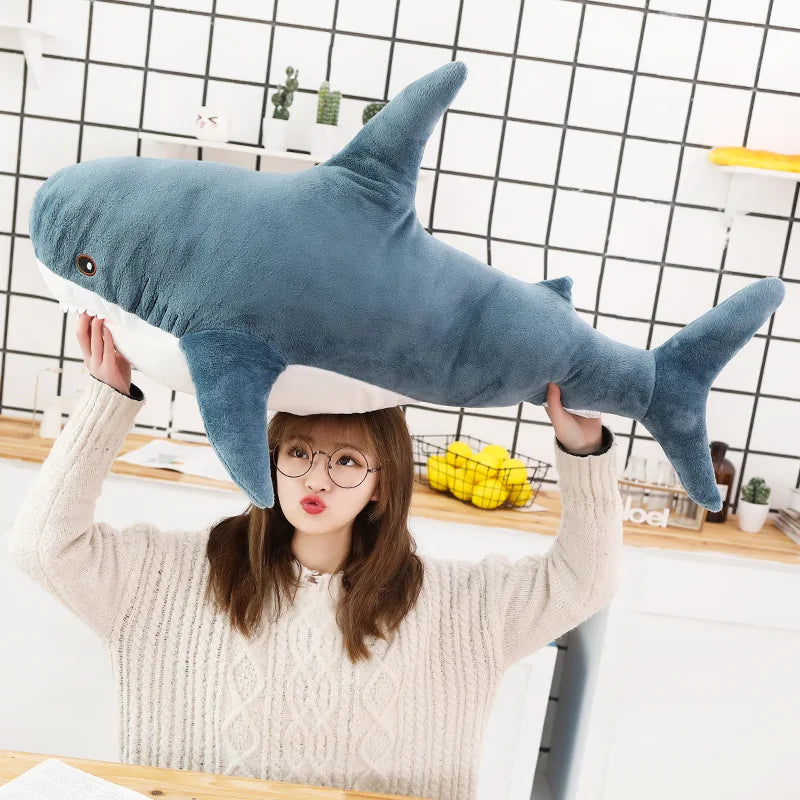 140CM Big Soft Simulation Cute Shark Plush Toys Kawaii Stuffed Kids Children Boys Girls Lovely Animal Pillow for Birthday Gifts