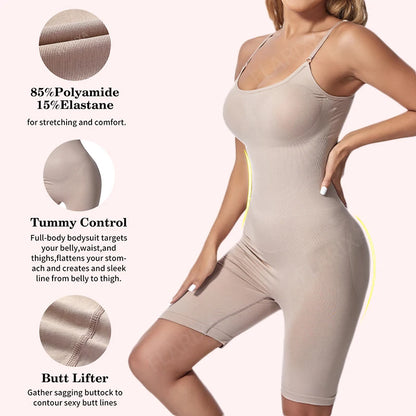 Flarixa Seamless Shapewear Full Body Shaper Hip and Tummy Control Women Comfortable Slimming Bodysuit Faja Plus Size Jumpsuits