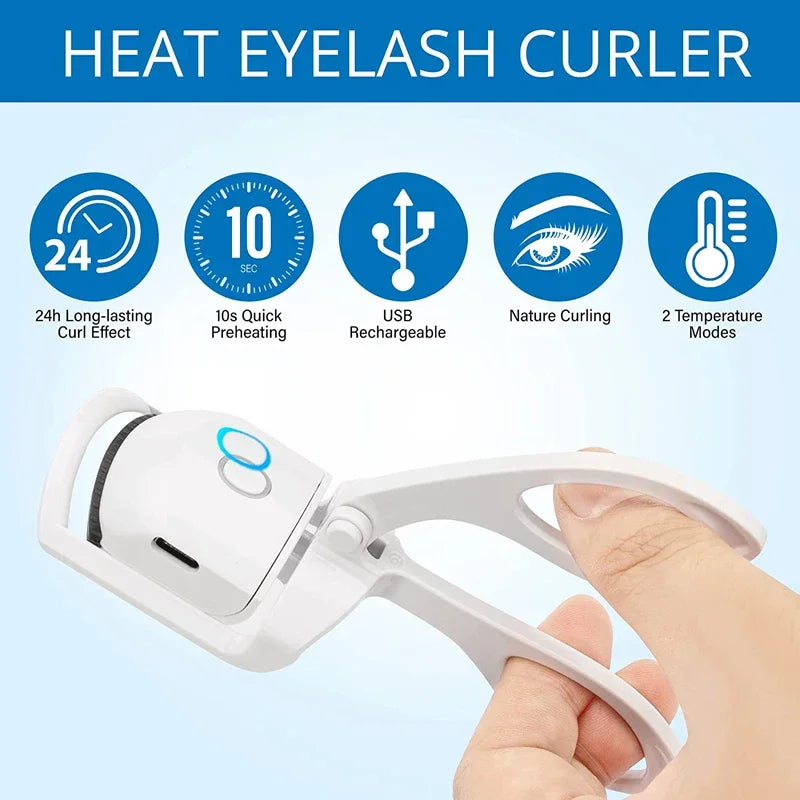 Heated Eyelashes Curler, USB Rechargeable Electric Eyelash Curlers with 2 Level Temp,Quick Heating & Long-Lasting Curling Effect