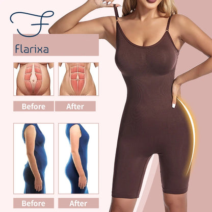 Flarixa Seamless Shapewear Full Body Shaper Hip and Tummy Control Women Comfortable Slimming Bodysuit Faja Plus Size Jumpsuits