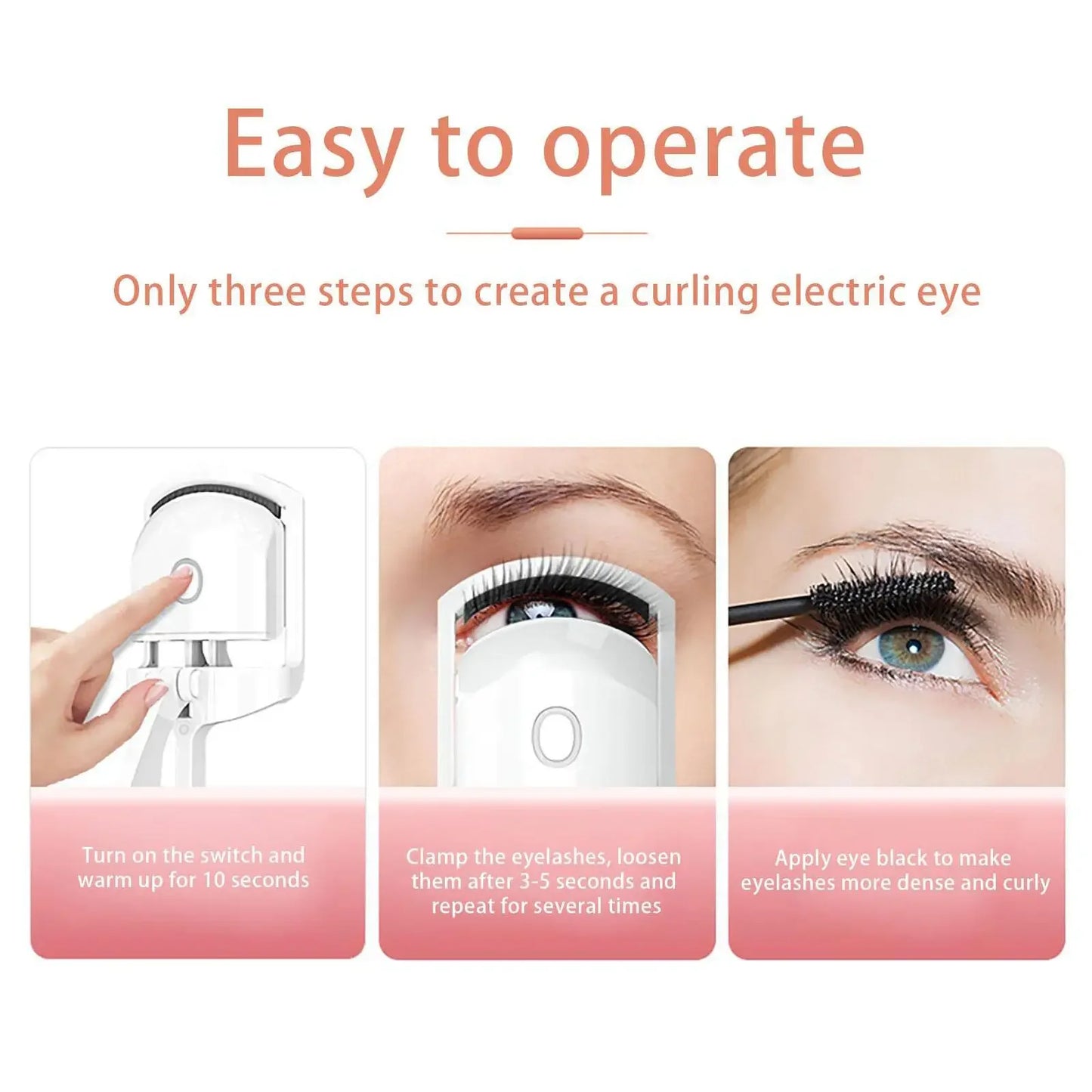 Electric Heated Eyelash Curler emperature Control Charging Durable Curling And Shaping Not Hurting Long Eyelashes Makeup Tools