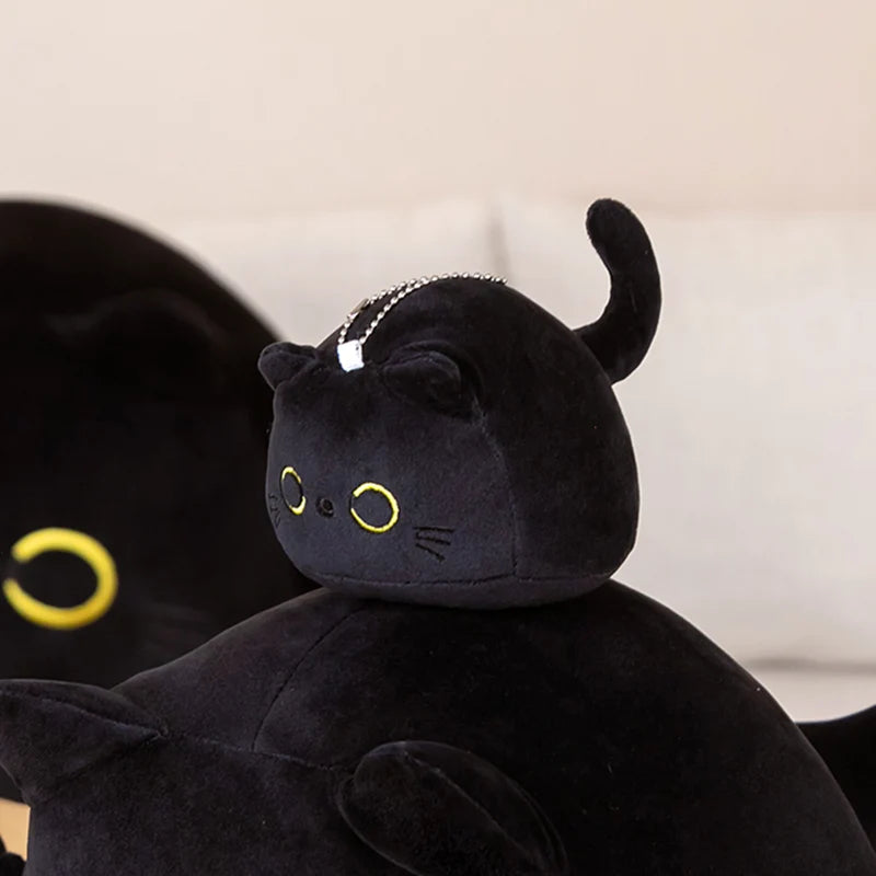 9cm-70cm Kawaii Big Size Plush Cat Pillow Round Black Cat Bed Cushion Sleeping Toys Stuffed Soft Animal Dolls Kids Birthday Gift