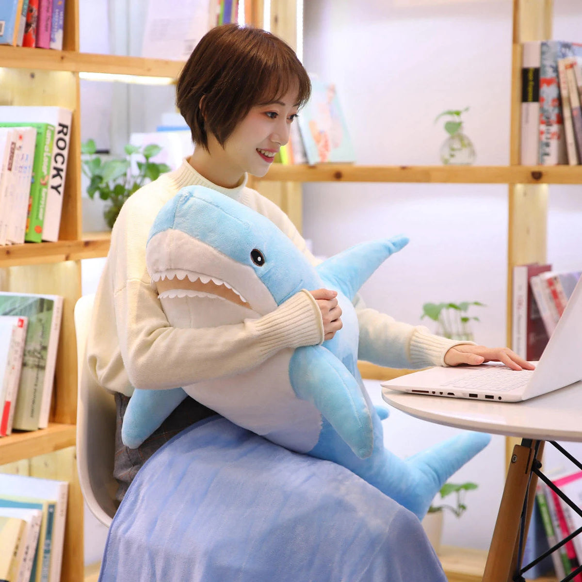 140CM Big Soft Simulation Cute Shark Plush Toys Kawaii Stuffed Kids Children Boys Girls Lovely Animal Pillow for Birthday Gifts