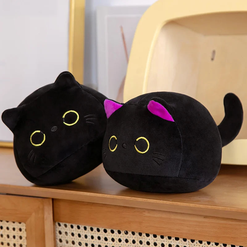 9cm-70cm Kawaii Big Size Plush Cat Pillow Round Black Cat Bed Cushion Sleeping Toys Stuffed Soft Animal Dolls Kids Birthday Gift