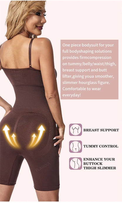 Flarixa Seamless Shapewear Full Body Shaper Hip and Tummy Control Women Comfortable Slimming Bodysuit Faja Plus Size Jumpsuits