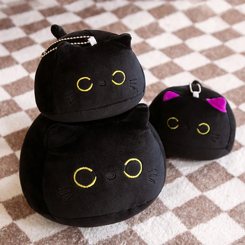 9cm-70cm Kawaii Big Size Plush Cat Pillow Round Black Cat Bed Cushion Sleeping Toys Stuffed Soft Animal Dolls Kids Birthday Gift