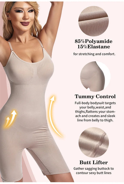 Flarixa Seamless Shapewear Full Body Shaper Hip and Tummy Control Women Comfortable Slimming Bodysuit Faja Plus Size Jumpsuits