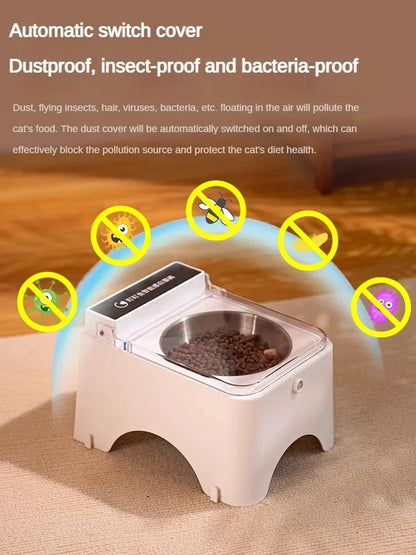 Smart Cat Bowl Pet Feeder Bowl Cat Dog Food Feeder Infrared Sensor Auto Open Cover Smart Feeder Anti-mouse Cat Food Dispenser